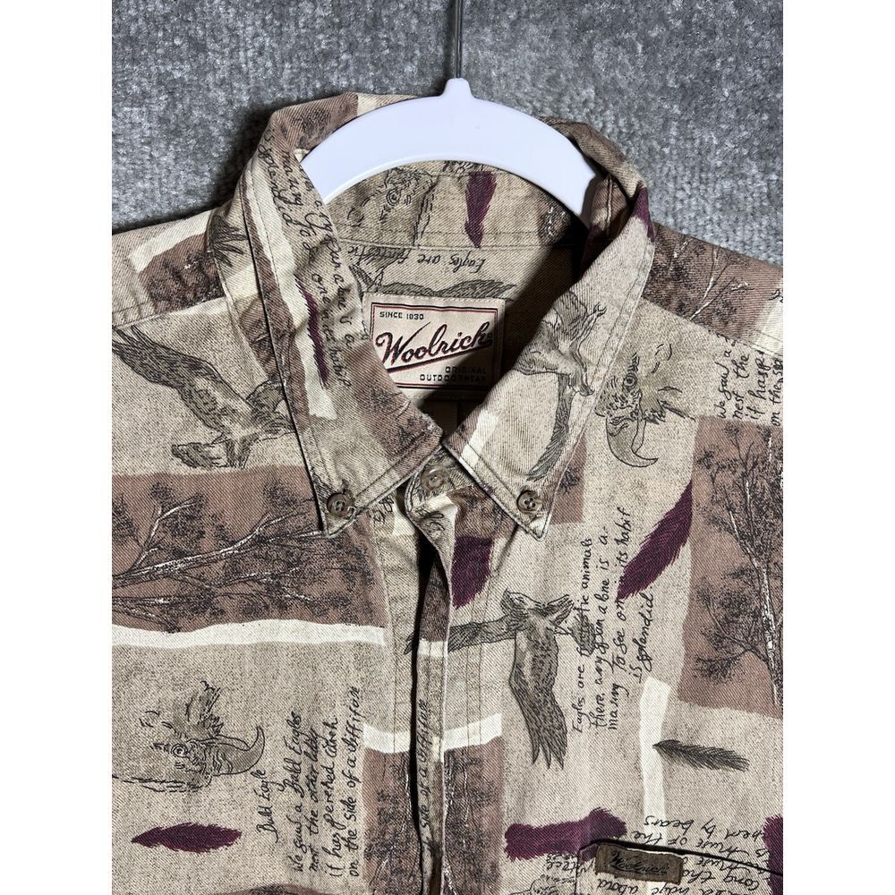 Woolrich BALD EAGLE Feather Shirt Mens Size Large Tan Long Sleeve‎ Button Down - Picture 4 of 7
